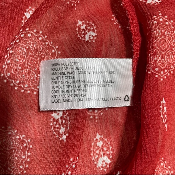 #0228 Xileration Red/Orange Sheer Kimono Accent Trim Drawstring with Tassels-S - Picture 8 of 9